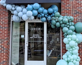 Blue and Green Balloon Garland Kit | Dusty Blue Balloon Garland | Green Birthday Balloons | Something Blue Bridal Shower Decor