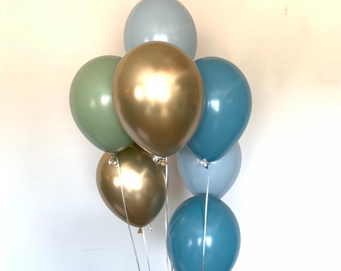 Dusty Blue and Green Balloons | Eucalyptus Balloons | Beach Bridal Shower | Dusty Blue Baby Shower Decor