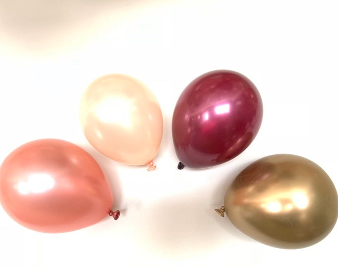 Mini Rose Gold Balloons | Mini Burgundy Balloons | Mini 5” Latex Balloons | Rose Gold Baby Shower Decor | Mini Peach Balloons