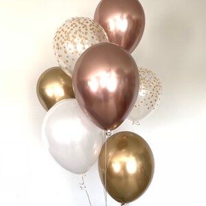 Chrome Rose Gold and White Balloons | Rose Gold Bridal Shower Decor | Chrome Gold Balloons | Rose Gold Birthday Decor | Champagne Balloons