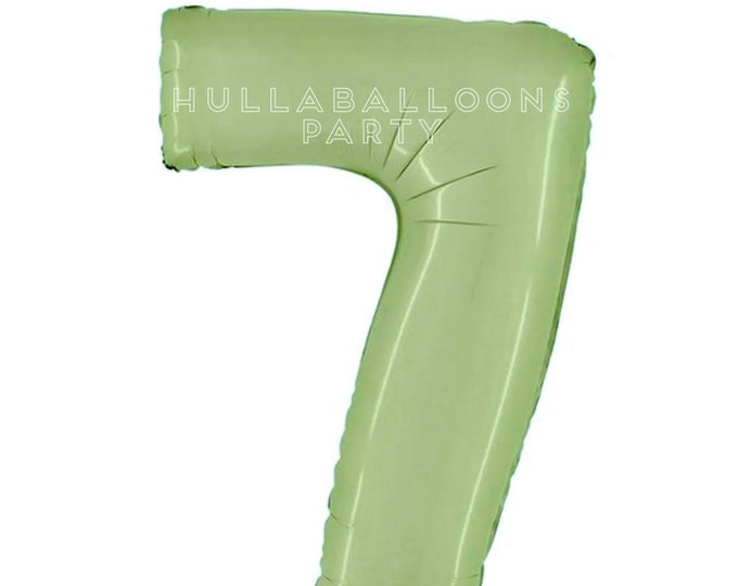 Green Number 7 Balloon | Green Seven Birthday Balloons | Mylar Number Balloons | Large Foil Balloons | Green Seven Balloons