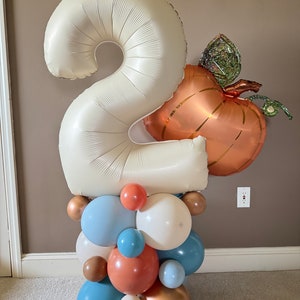 Little Pumpkin Balloon Tower Kit | Pumpkin Balloons | Little Pumpkin 2nd Birthday Party | Our Little Pumpkin is Two Birthday | Fall Balloons