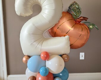 Little Pumpkin Balloon Tower Kit | Pumpkin Balloons | Little Pumpkin 2nd Birthday Party | Our Little Pumpkin is Two Birthday | Fall Balloons