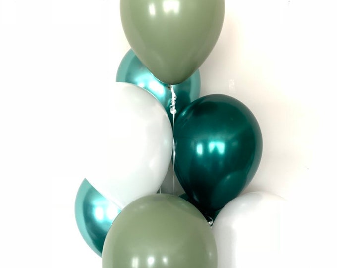 Sage and Eucalyptus Balloons | Light Green Wedding Decor | Green and White Balloons | Eucalyptus Balloons | Dark Sage Green Bridal Shower