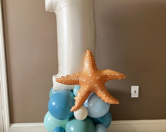 Starfish Balloon Tower Kit | Beach Balloons | The Big One Birthday Party | Surfs Up Birthday Party | Seaside Balloons | Beach Tower Kit
