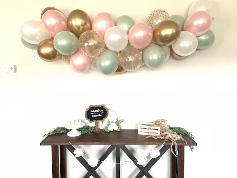 Sage Green and Blush Bridal Shower Decor Green Baby Shower Blush Wedding Garland Sage Green and Pink Blush Balloon Garland DIY Kit