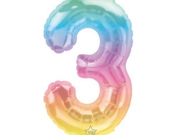 3rd Birthday Balloons | 3rd Birthday Party Decor | 3rd Birthday Banner | Rainbow Birthday Party Photo Props | 16" Jelli Number Balloons