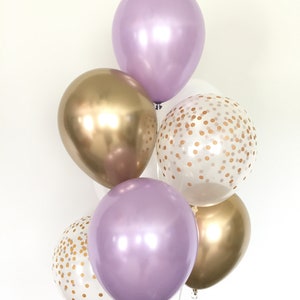 Ballons lavande Ballons lavande et or Décoration de douche nuptiale lavande Décoration lilas pour baby shower Anniversaire violet et or image 2