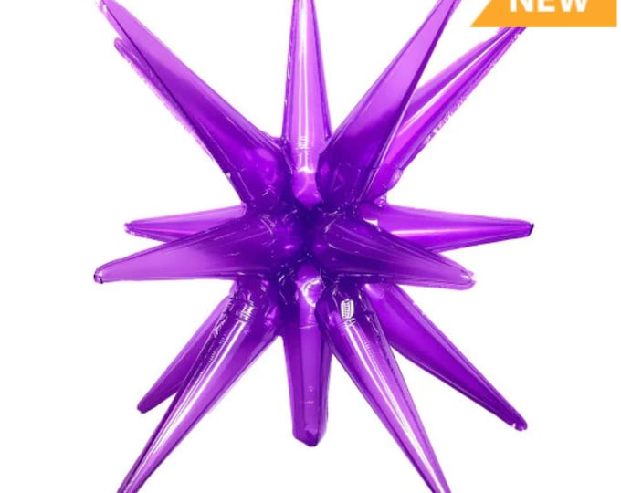22” Purple Star Balloons | Air-Fill Only Purple Star burst Balloon | Birthday Party Decor | Galaxy Birthday Balloons | Gamer Starburst