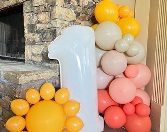 Coral Little Sunshine Balloon Garland DIY Kit | One Sold Separately First Trip Around The Sun Birthday | Coral Little Sunshine Baby Shower