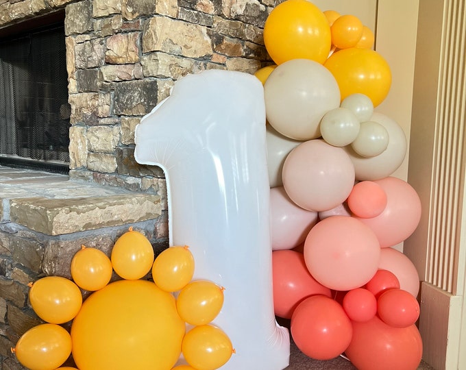 Coral Little Sunshine Balloon Garland DIY Kit | One Sold Separately First Trip Around The Sun Birthday | Coral Little Sunshine Baby Shower