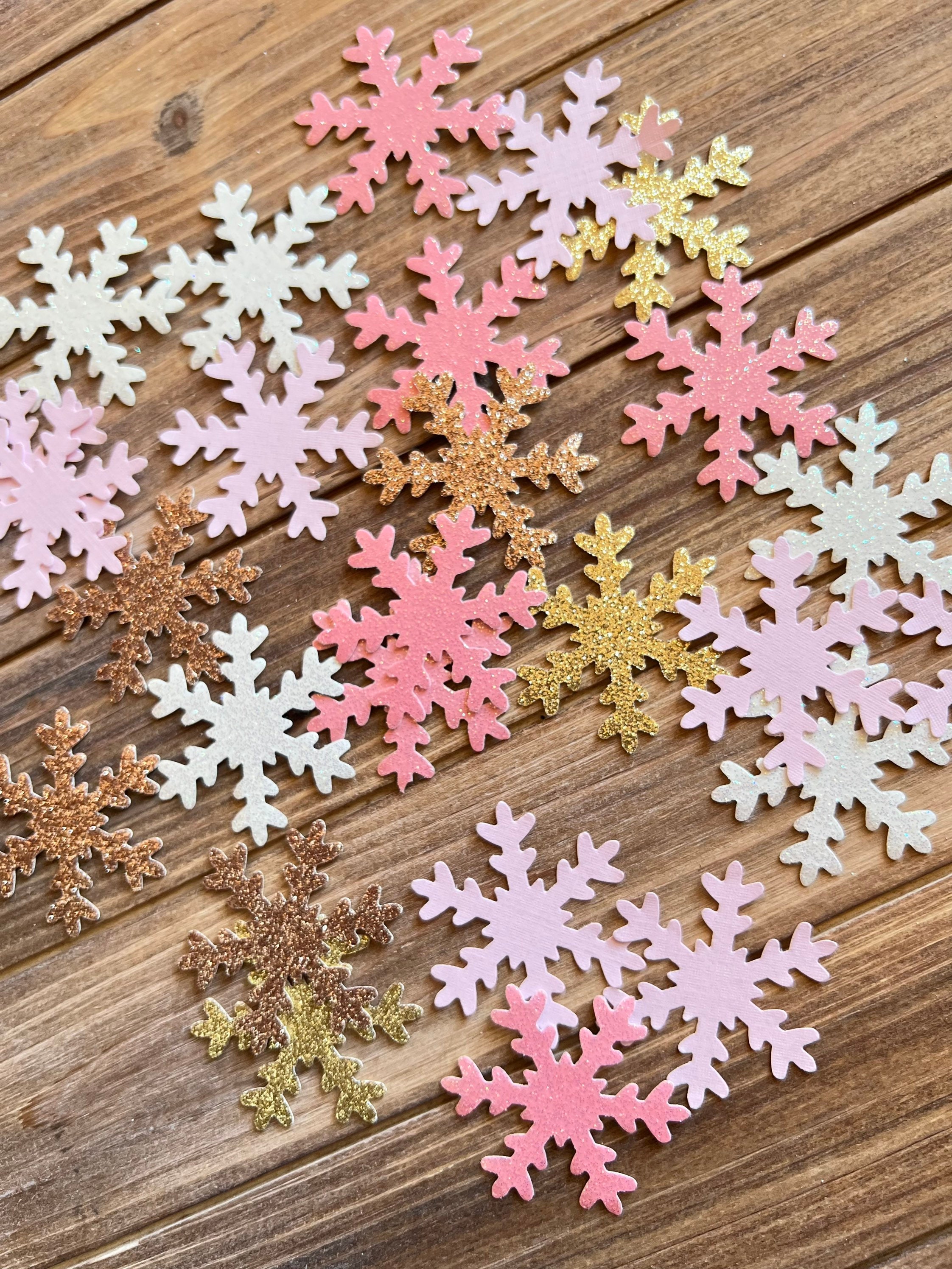 Pink Snowflake Confetti  Glittery Snowflake Table Scatter