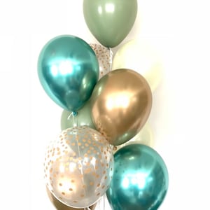 Green and Ivory Balloons | Light Green Wedding Decor | Green and Gold Balloons | Eucalyptus Bridal Shower | Dark Sage Green Bridal Shower