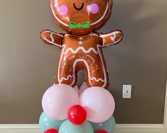 Gingerbread Balloon Tower Kit | Oh Snap Gingerbread Birthday Decor | Country Christmas Party Balloon Display | Oh What Fun | Merry Birthday