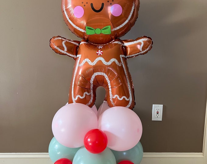 Gingerbread Balloon Tower Kit | Oh Snap Gingerbread Birthday Decor | Country Christmas Party Balloon Display | Oh What Fun | Merry Birthday