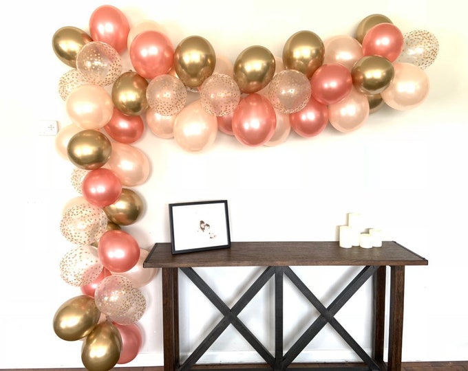 Rose Gold Balloon Garland DIY Kit | Rose Gold and Blush Bridal Shower Decor | Blush and Rose Gold Baby Shower | Rose Gold First Birthday