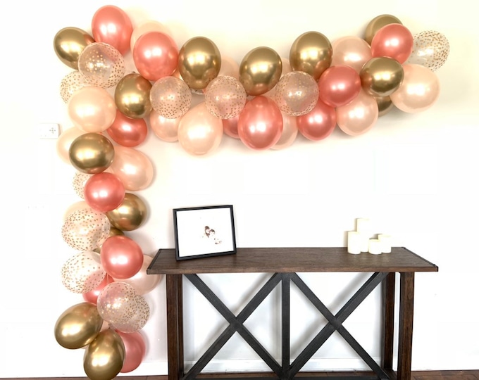 Rose Gold Balloon Garland DIY Kit | Rose Gold and Blush Bridal Shower Decor | Blush and Rose Gold Baby Shower | Rose Gold First Birthday