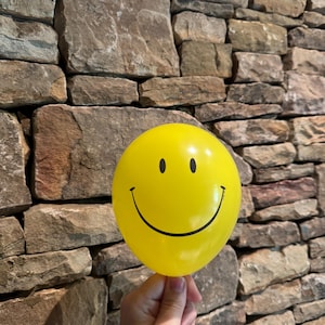 Mini 5” Smiley Face Latex Balloons | One Happy Dude Birthday Party Decor | One Happy Dude Balloons | One Cool Dude Balloons | Airfill Only
