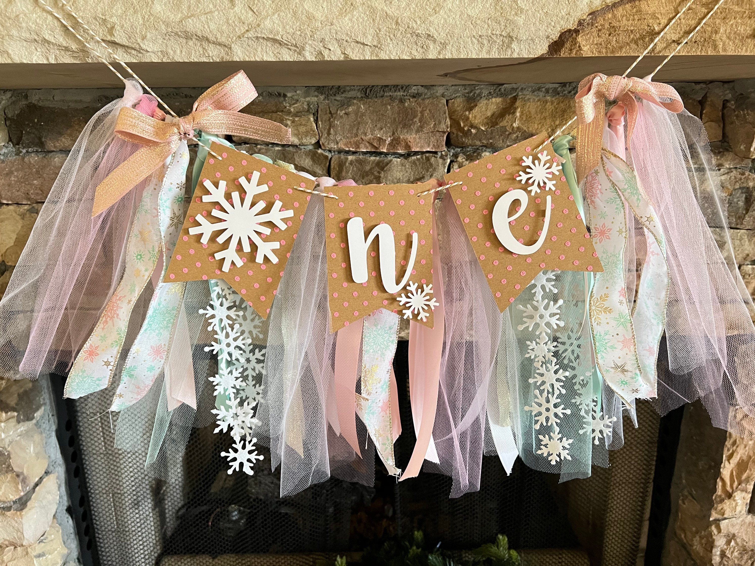 Banner Winter Onederland Rosa E Oro Per 1° Compleanno Ragazza - Decorazioni Feste Invernali - 4