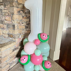 One in a Melon Balloon Tower Kit | Watermelon First Birthday Balloons | Sweet to Be One Birthday Party | Watermelon Balloons | Pink &  Green