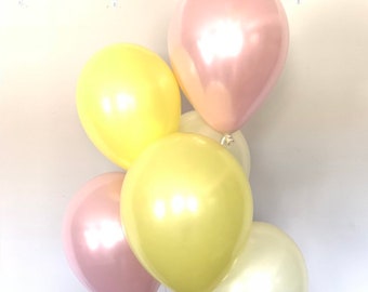 Yellow and Blush Balloons | Lemon Balloons | Pink Lemonade Balloons | Citrus Bridal Shower Decor | Pink Lemonade First Birthday | Citrus Bab