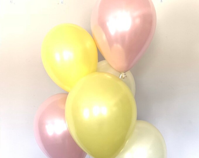 Yellow and Blush Balloons | Lemon Balloons | Pink Lemonade Balloons | Citrus Bridal Shower Decor | Pink Lemonade First Birthday | Citrus Bab