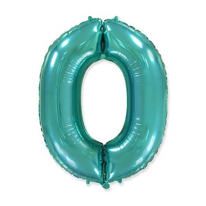 Türkisfarbener Number 0-Ballon | Teal zehnte Geburtstags-Luftballons | Mylar Zahl Ballons | GROSSE Folienballons | Blaugrüne Zahl 10er Luftballons