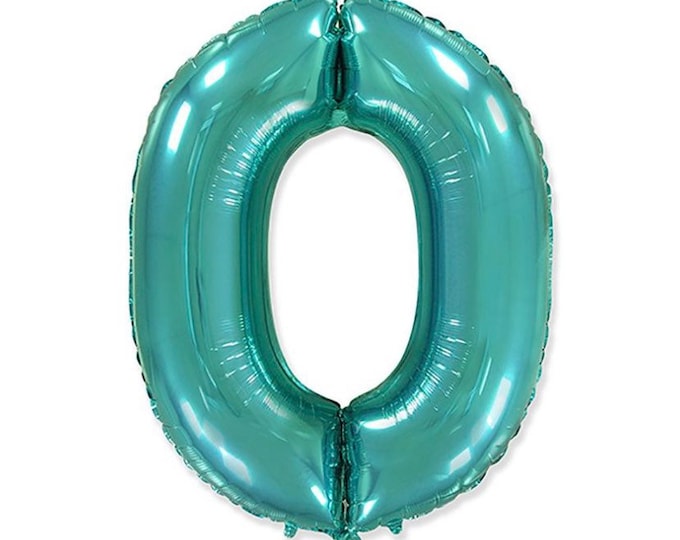 Teal Number 0 Balloon | Teal Tenth Birthday Balloons | Mylar Number Balloons | Large Foil Balloons | Teal Number 10 Balloons