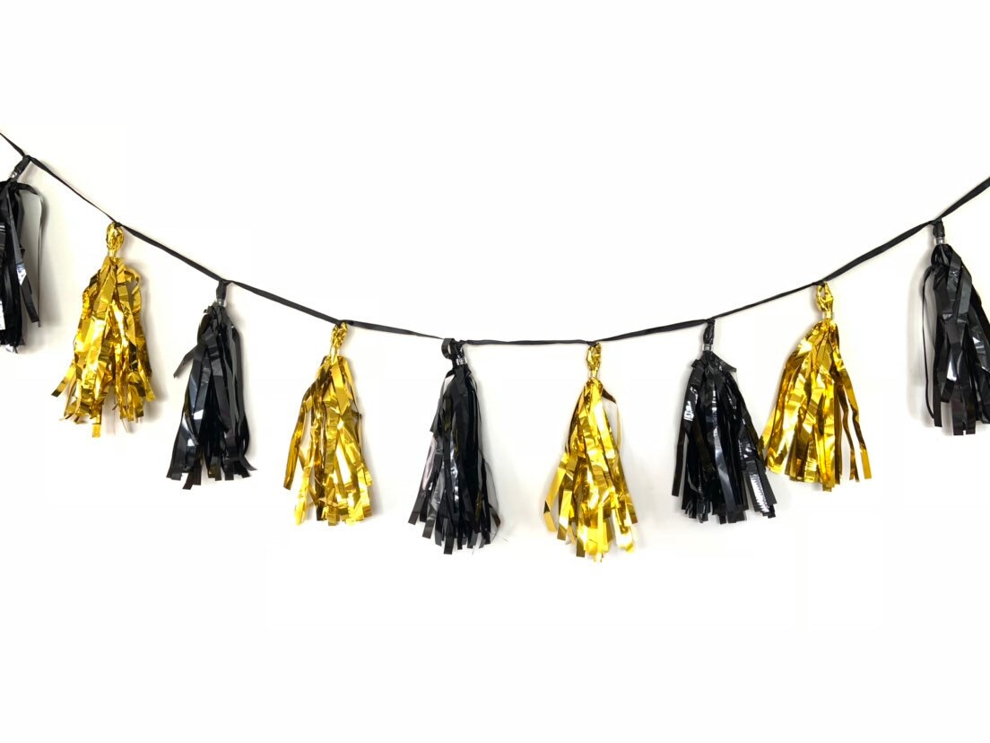 Black and Gold Tassels Junbo Balloon Tassels Gold Bridal Shower