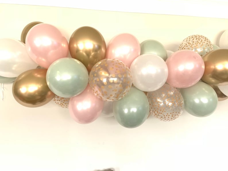 Sage Green and Blush Bridal Shower Decor Green Baby Shower Blush Wedding Garland Sage Green and Pink Blush Balloon Garland DIY Kit