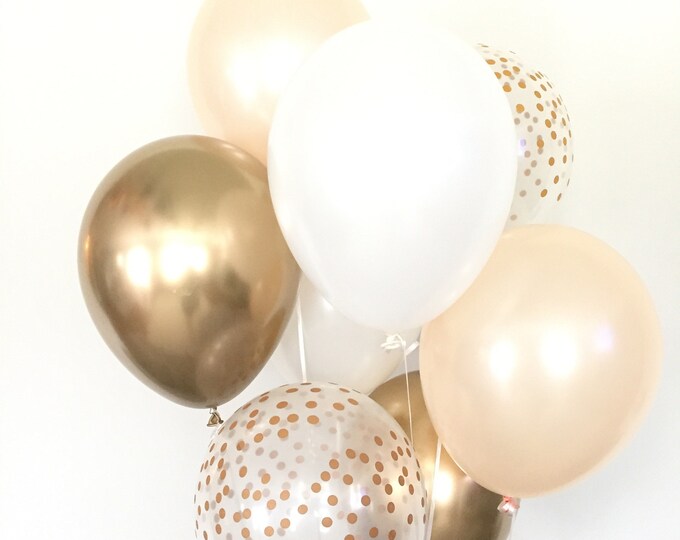 Blush and Gold Balloons | Blush and White Balloons | Blush Baby Shower | Gold Bridal Shower Decor | Blush Bridal Shower | Gold and White