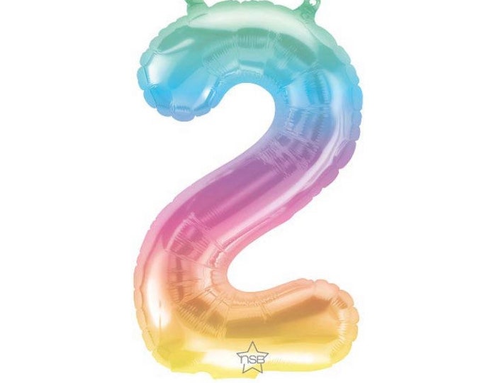 2nd Birthday Balloons | 2nd Birthday Party Decor | 2nd Birthday Banner | Rainbow Birthday Party Photo Props | 16" Jelli Number Balloons