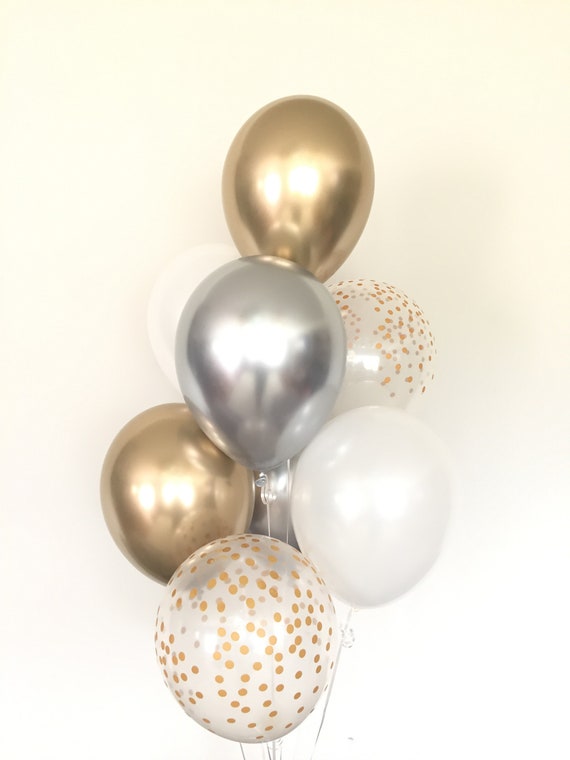 Silver and Gold Balloons Gold and Silver Balloons Gold and White Party  Decor New Year's Eve Party Gold Wedding Decor -  Denmark