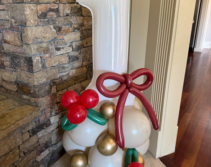 Christmas Bow Balloon Tower Kit | First Birthday Party Decor