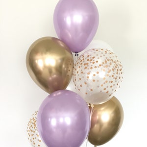 Ballons lavande Ballons lavande et or Décoration de douche nuptiale lavande Décoration lilas pour baby shower Anniversaire violet et or image 3