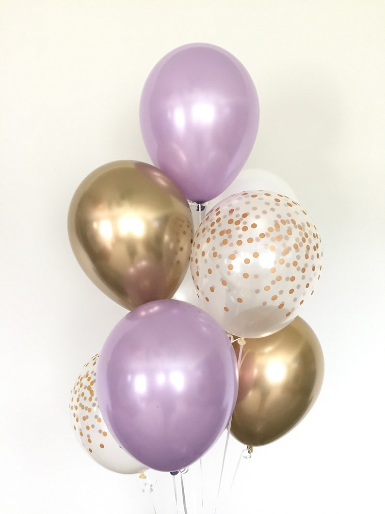 Ballons lavande Ballons lavande et or Décoration de douche nuptiale lavande Décoration lilas pour baby shower Anniversaire violet et or image 3
