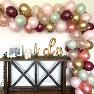 Rose Gold and Sage Green Balloon Garland DIY Kit | Blush and Sage Bridal Shower Decor | Blush Baby Shower Decor | 12 Foot Balloon Garland