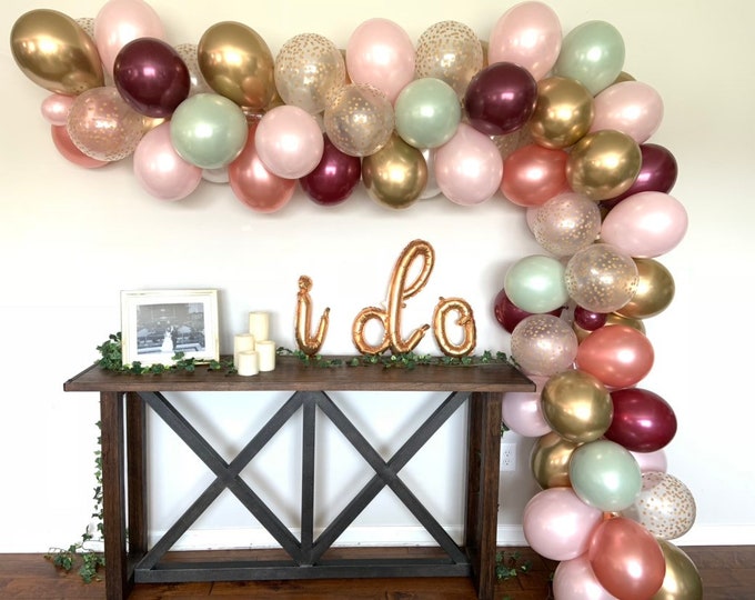 Rose Gold and Sage Green Balloon Garland DIY Kit | Blush and Sage Bridal Shower Decor | Blush Baby Shower Decor | 12 Foot Balloon Garland