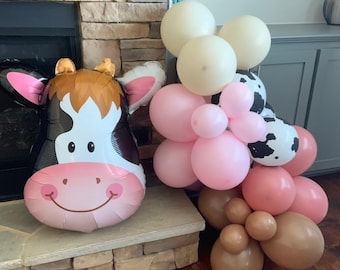 Pink Barnyard Balloon Garland | Farm Balloons | Oink Moo Cockadoodle Doo Birthday Party | Giddy Up CowGirl Cowboy Farm Animal Balloons
