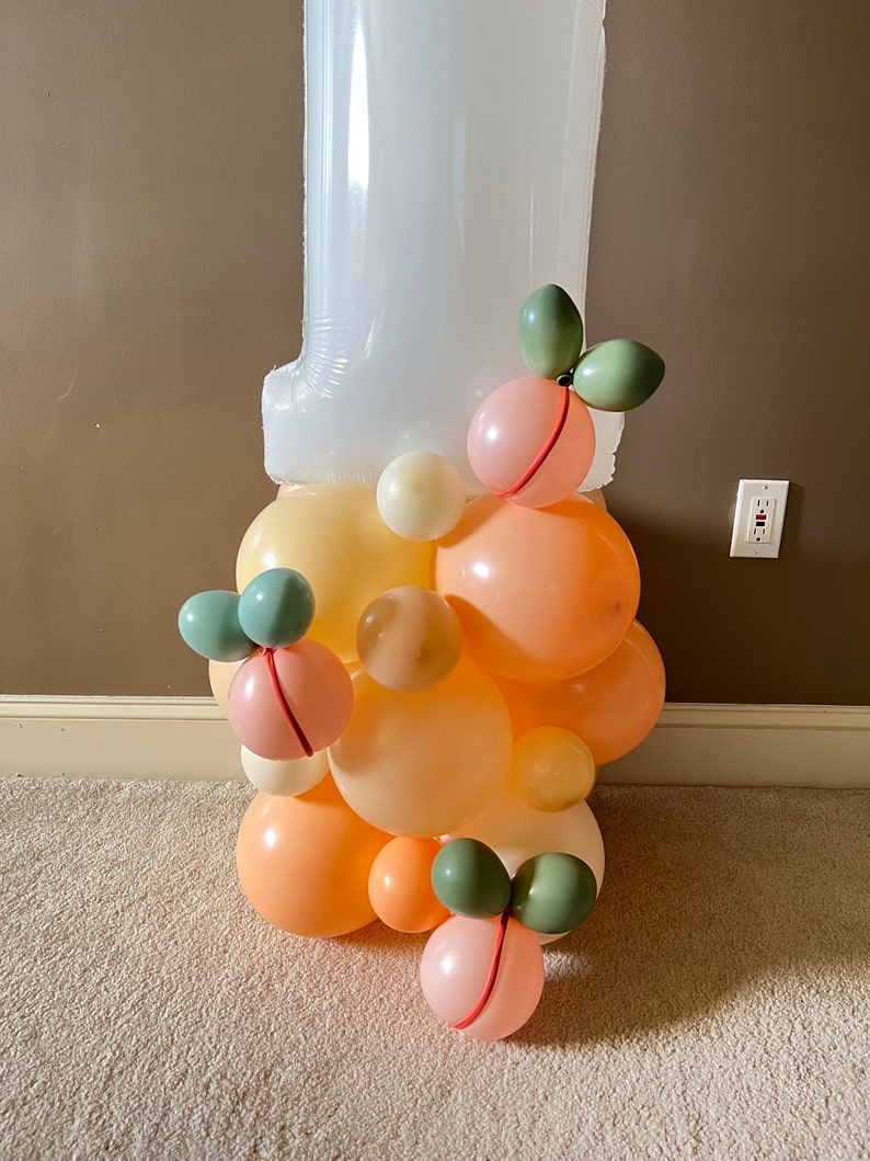 Sweet As A Peach Balloon Tower Kit Peach First Birthday Balloons Sweet to Be One Birthday Party Peach Balloons image 5
