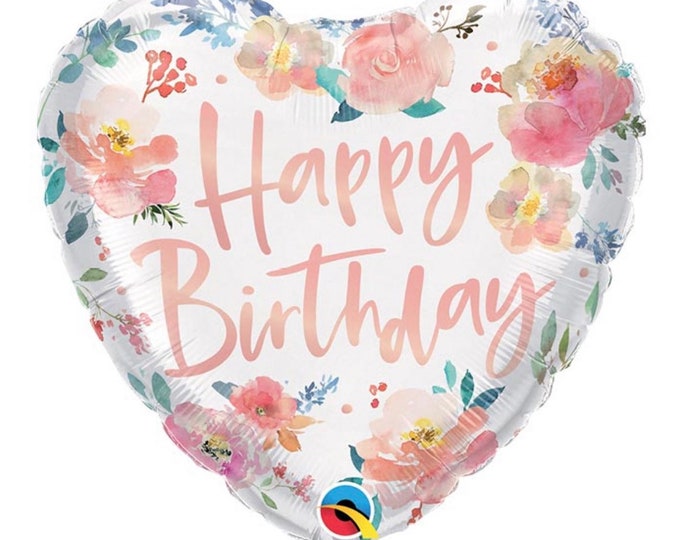 Happy Birthday Balloons | Happy Birthday Heart Balloon | Floral Birthday Balloon | Spring Birthday Balloons