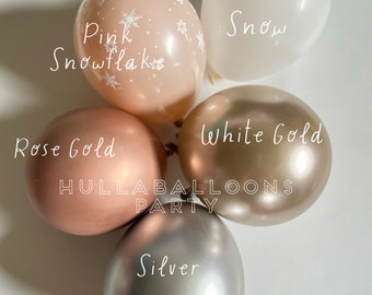 Snow in Love Balloons | Holiday Party Decor | Winter ONEderland Birthday | Snowflake Baby Shower | Rose Gold Baby Block Boxes | Custom Garl