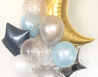 Twinkle Twinkle Little Star Baby Shower, Boy Baby Shower, Oh Boy Balloon, Boy Oh Boy Baby Shower Decor, Blue Balloons, Moon and Star Balloon