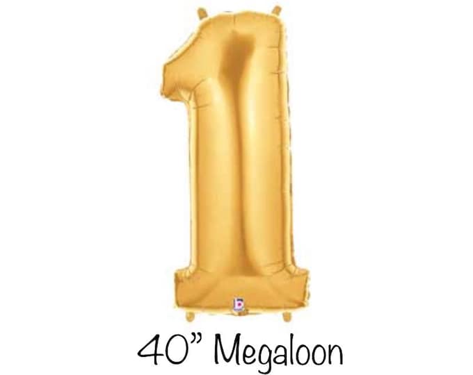Gold Number 1 Balloon | Gold First Birthday Balloons | Mylar Number Balloons | Large Foil Balloons | Gold One Balloons
