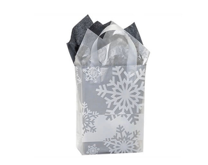 Snowflake Gift Bags | 8” x 4” x 10” Sized Snowflake Bags | White Snowflake Favor Bags | Baby It’s Cold OutSide Bridal Shower | Baby Shower