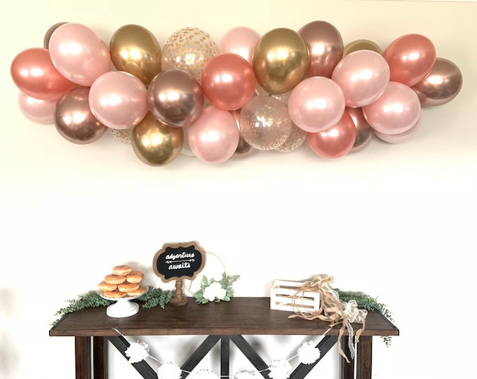 Rose Gold and Blush Balloon Garland DIY Kit | Chrome Rose Gold and Blush Bridal Shower Decor | Rose Gold Baby Shower | Rose Gold Wedding Dec