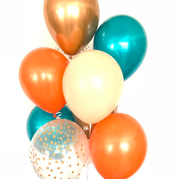 Teal and Orange Balloons | Fall Bridal Shower Decor | Teal and Copper Balloons | NEW Chrome Copper Balloons | Little Pumpkin First Birthday