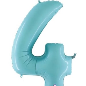 Light Blue Number 4 Balloon | Blue Fourth Birthday Balloons | Mylar Number Balloons | Shark Birthday Balloons | Winter Birthday Balloons