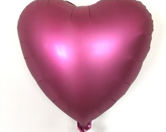 Burgundy Heart Balloons | Burgundy Mylar Heart Balloons | Satin Pomegranate Heart Balloon | Burgundy Bridal Shower | Valentine's Day Balloon