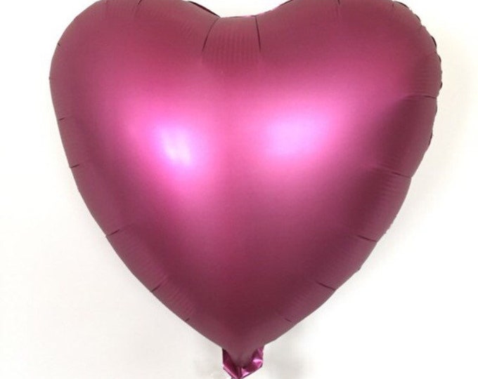 Burgundy Heart Balloons | Burgundy Mylar Heart Balloons | Satin Pomegranate Heart Balloon | Burgundy Bridal Shower | Valentine's Day Balloon